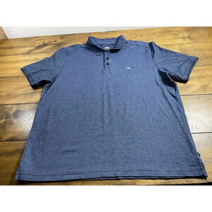 Tommy Bahama Mens Blue Striped Short Sleeve Polo Shirt Size XL